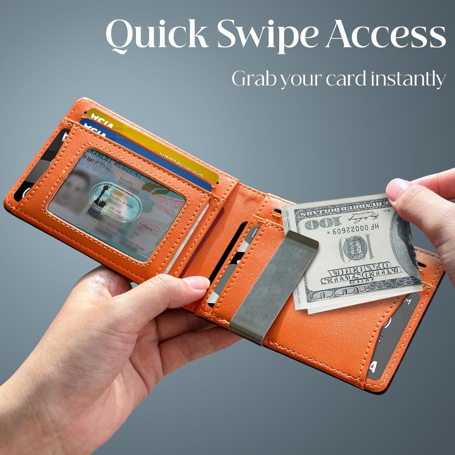 Men’s Slim PopUp Bifold Carbon Fiber Wallet, RFID Blocking, Money Clip, Men Gift