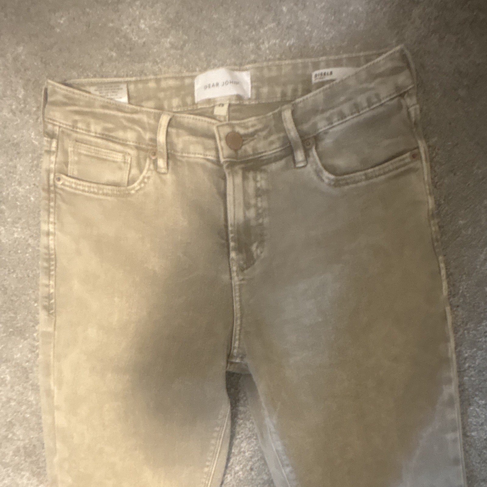 Dear John Women’s Beige Light Wash Skinny Jeans 5-Pocket Mid Rise Button