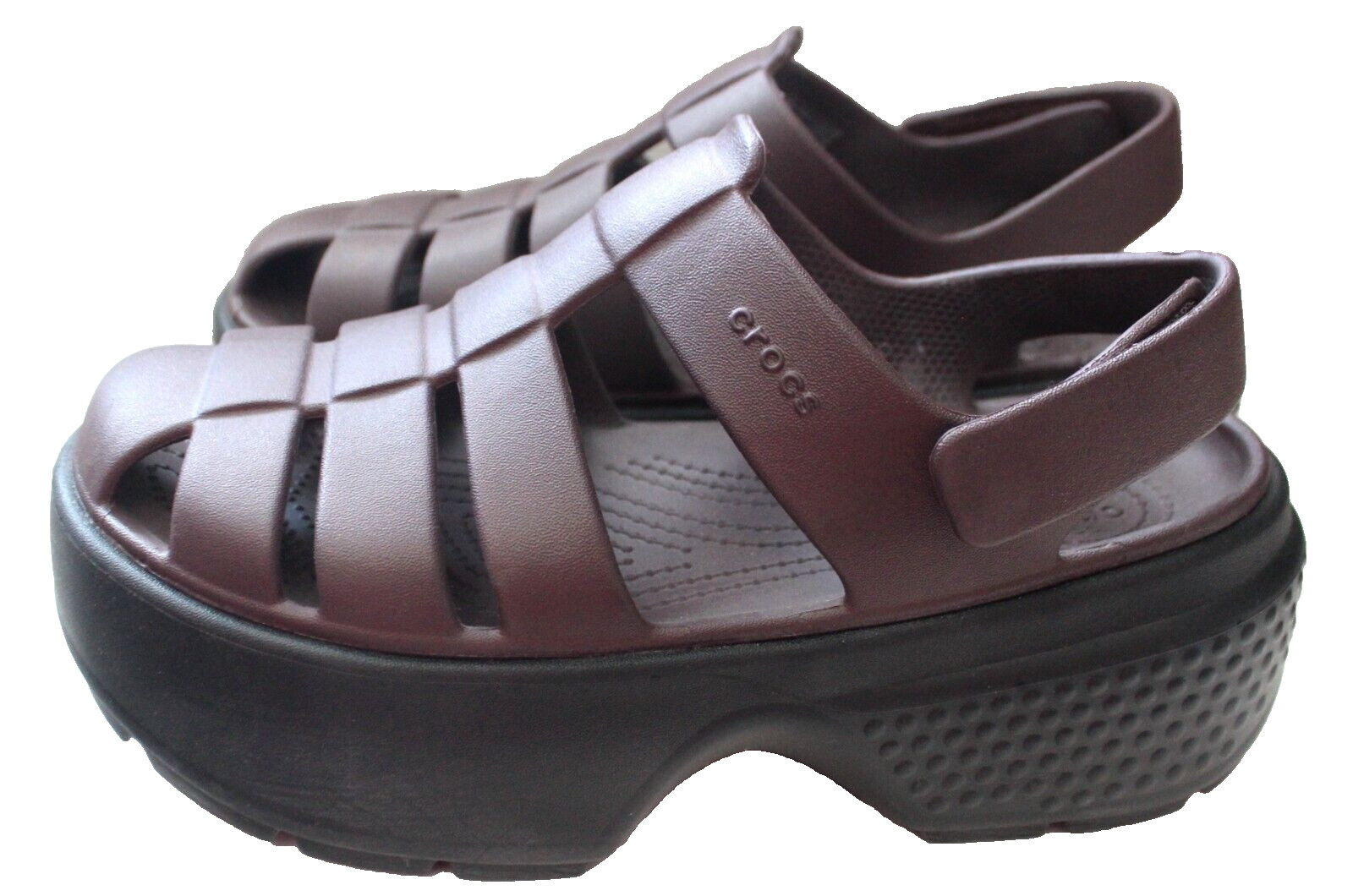 CROCS STOMP FISHERMAN ICONIC COMFORT SANDAL DARK IRIS PURPLE W 8 M 6 209938