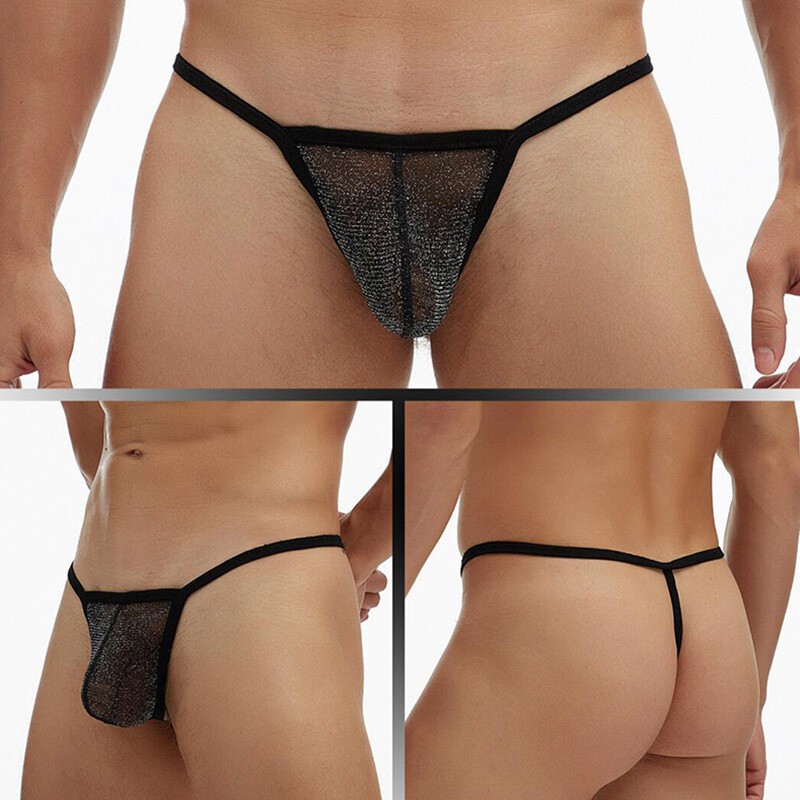 Mens Mesh See-through Pouch G-string Briefs Underwear T-back Thong V-string✔