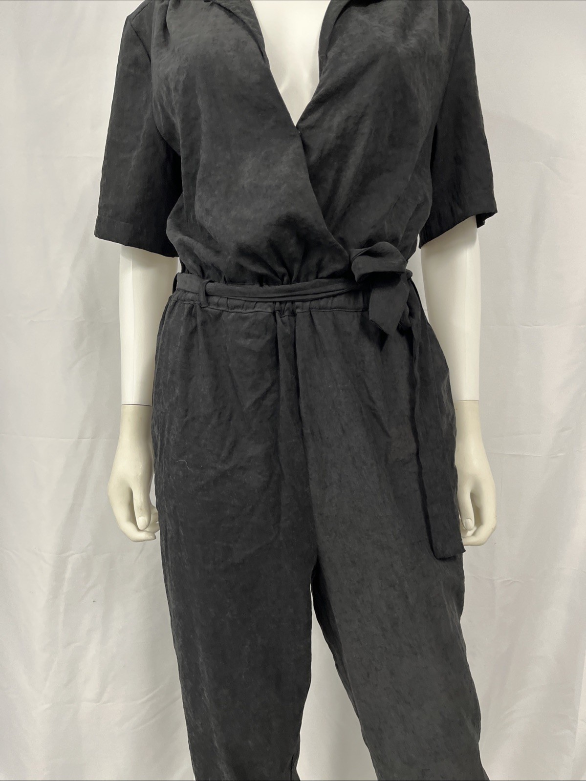 Lira Black Jumpsuit Women’s Medium Liquid Casual Sash Minimalist Fashion