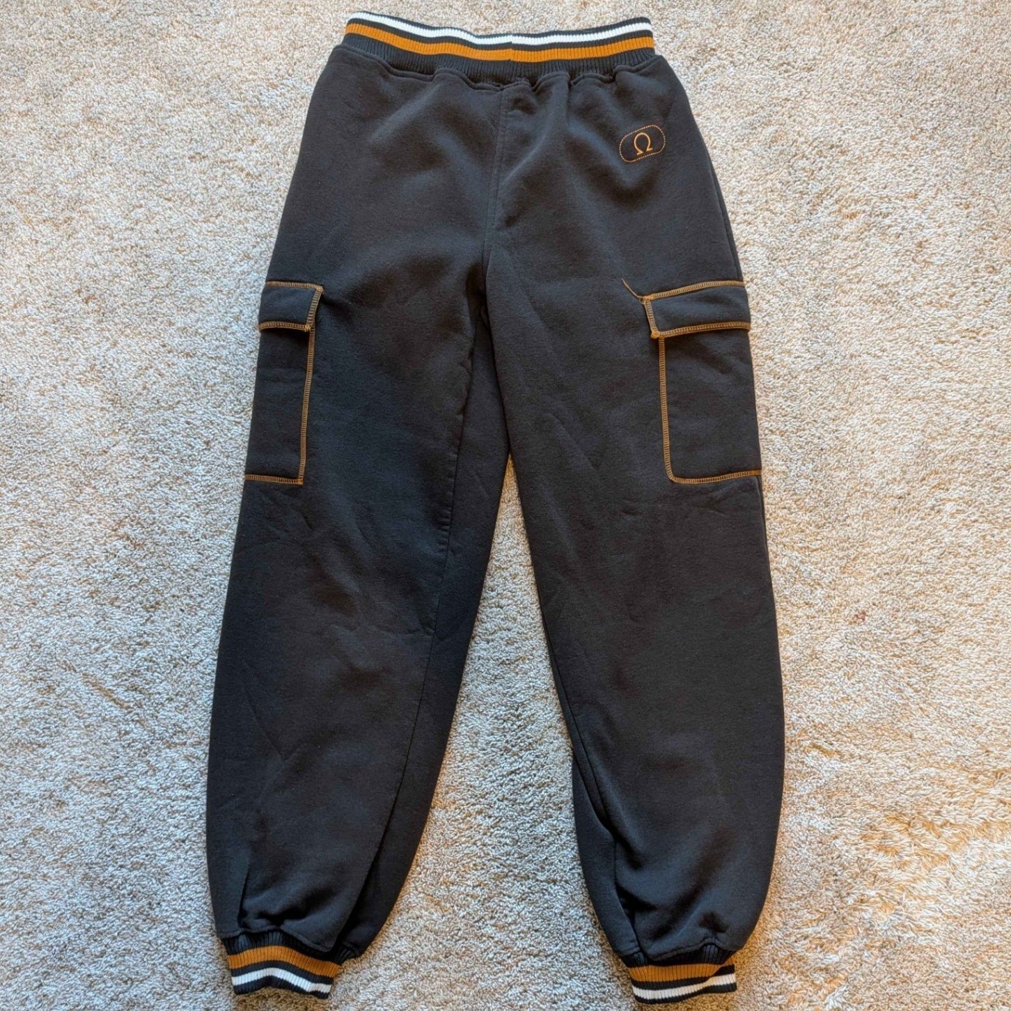 Ignition Cargo Sweatpants Mens Large Charcoal Grey Orange Contrast Stitch