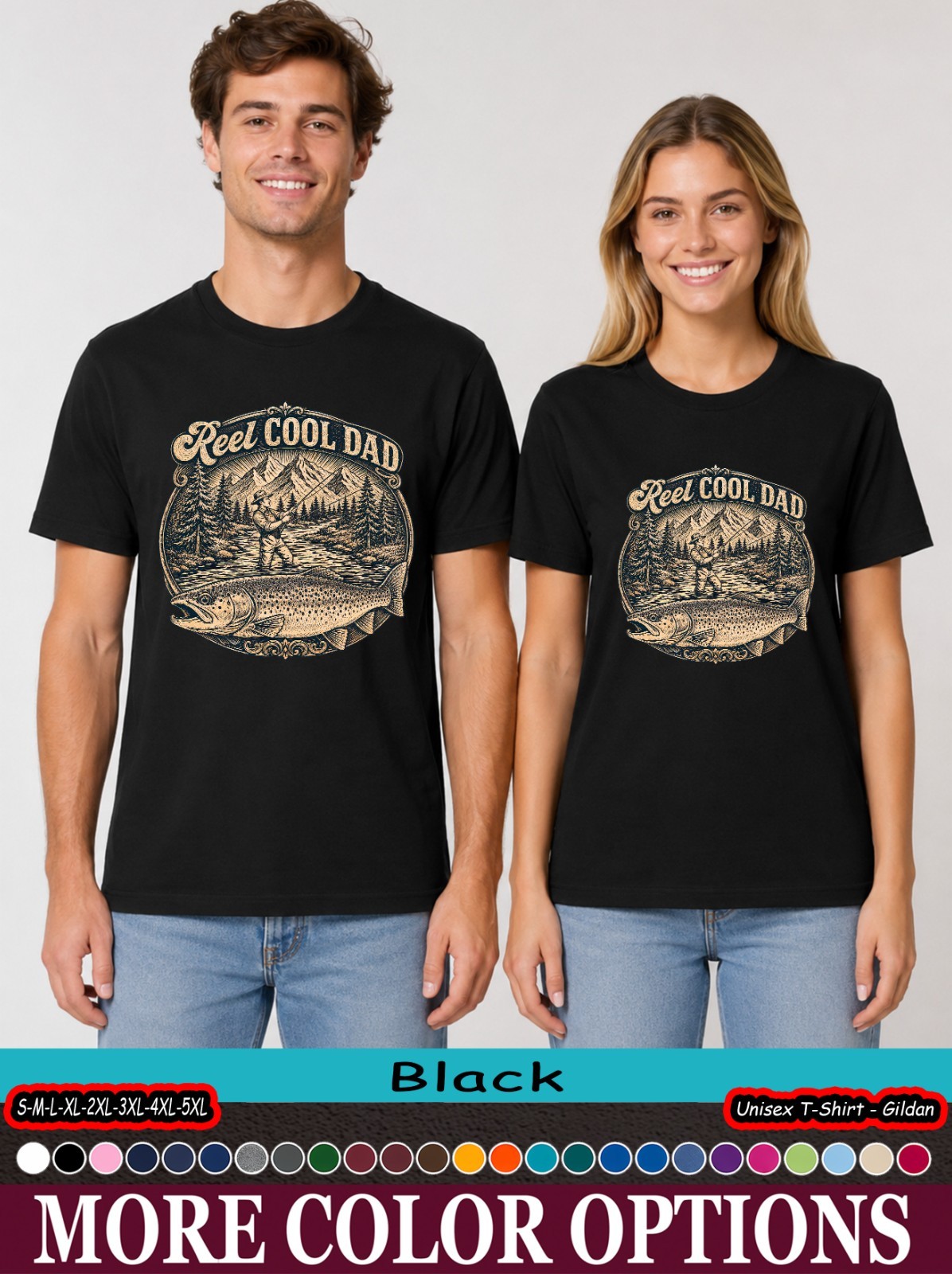 Vintage Reel Cool Dad Trout Fishing T-Shirt, Father’s Day Gift