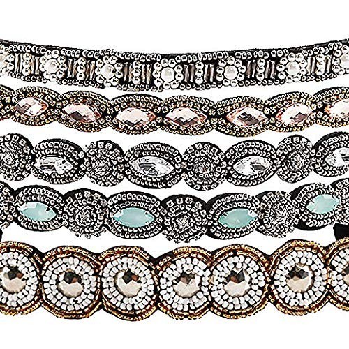 5pcs Hairbands for Women, 5 Rhinestone Beaded Headbands, Head Bands for Women…