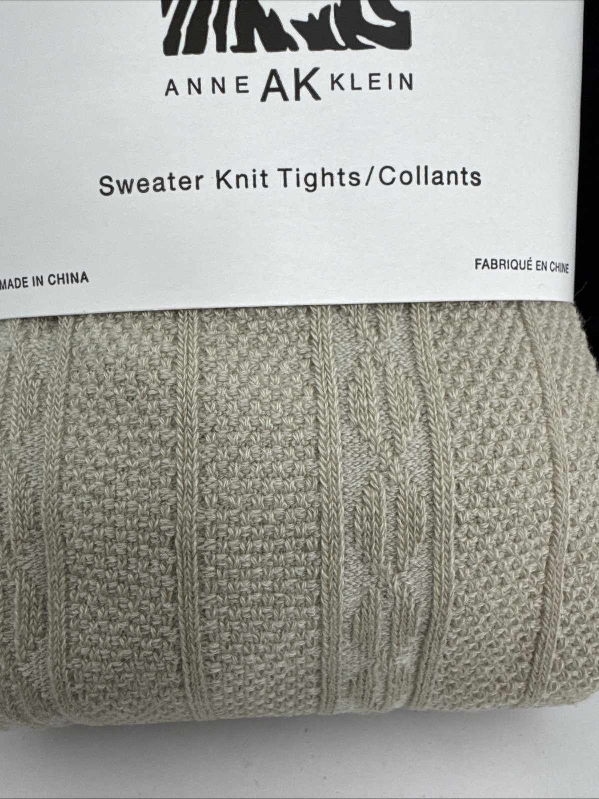 Anne Klein Sweater Knit Tights – Cotton Blend – Size Small/Medium – Beige – New