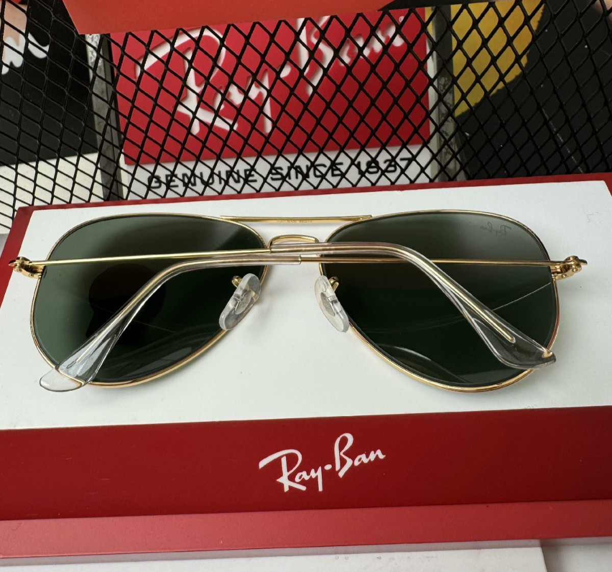 NEW RAY-BAN RB3025 AVIATOR SUNGLASSES GOLD FRAME GLASS GREEN LENS 58 MM