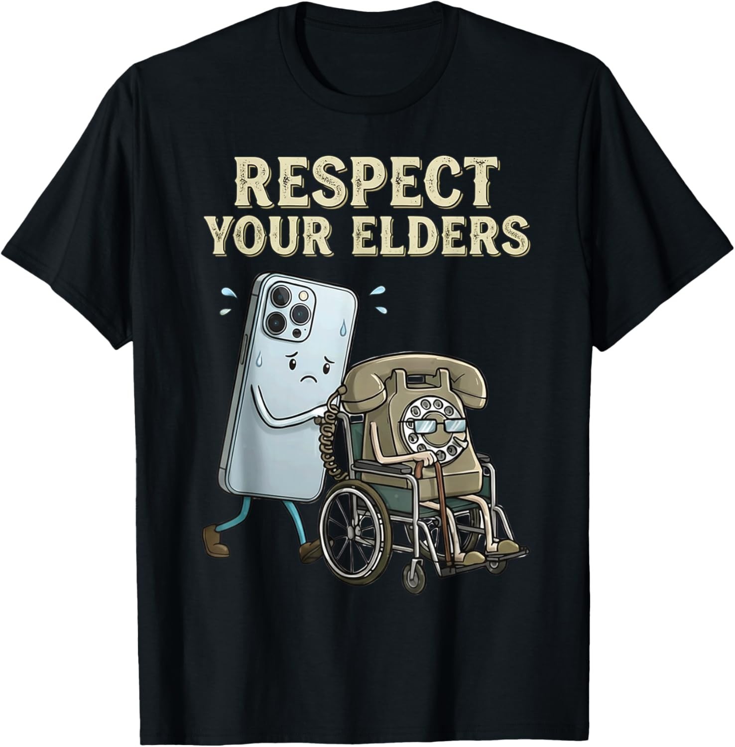 Respect Your Elders Retro Smartphone Technology Humor T-Shirt unisex T-Shirt