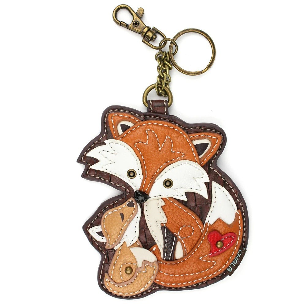 Chala FOX FAMILY Key Fob / Coin Purse Keychain, Purse Charm 5 x 5 x 0.3″ NWT