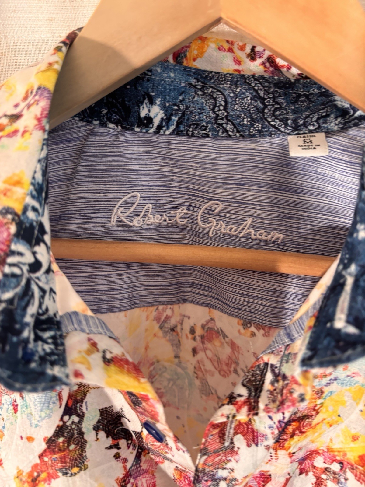 Robert Graham Multicolor Abstract Swirl Rainbow Pride Classic Fit, Size M