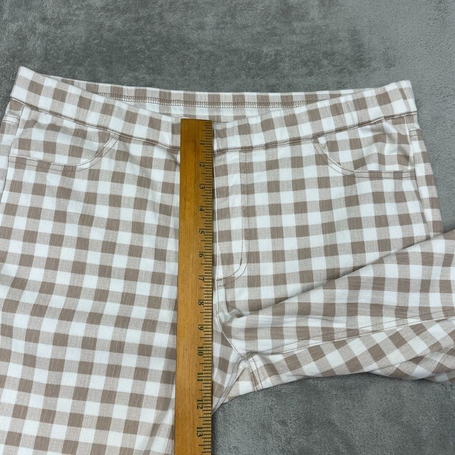 Plaid Womens Cropped Pants Size 16P Gingham Beige & White a0936