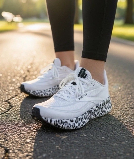 Brooks Revel 9 Black White Gray Leopard Print Low Top Women’s Sneakers Size 7