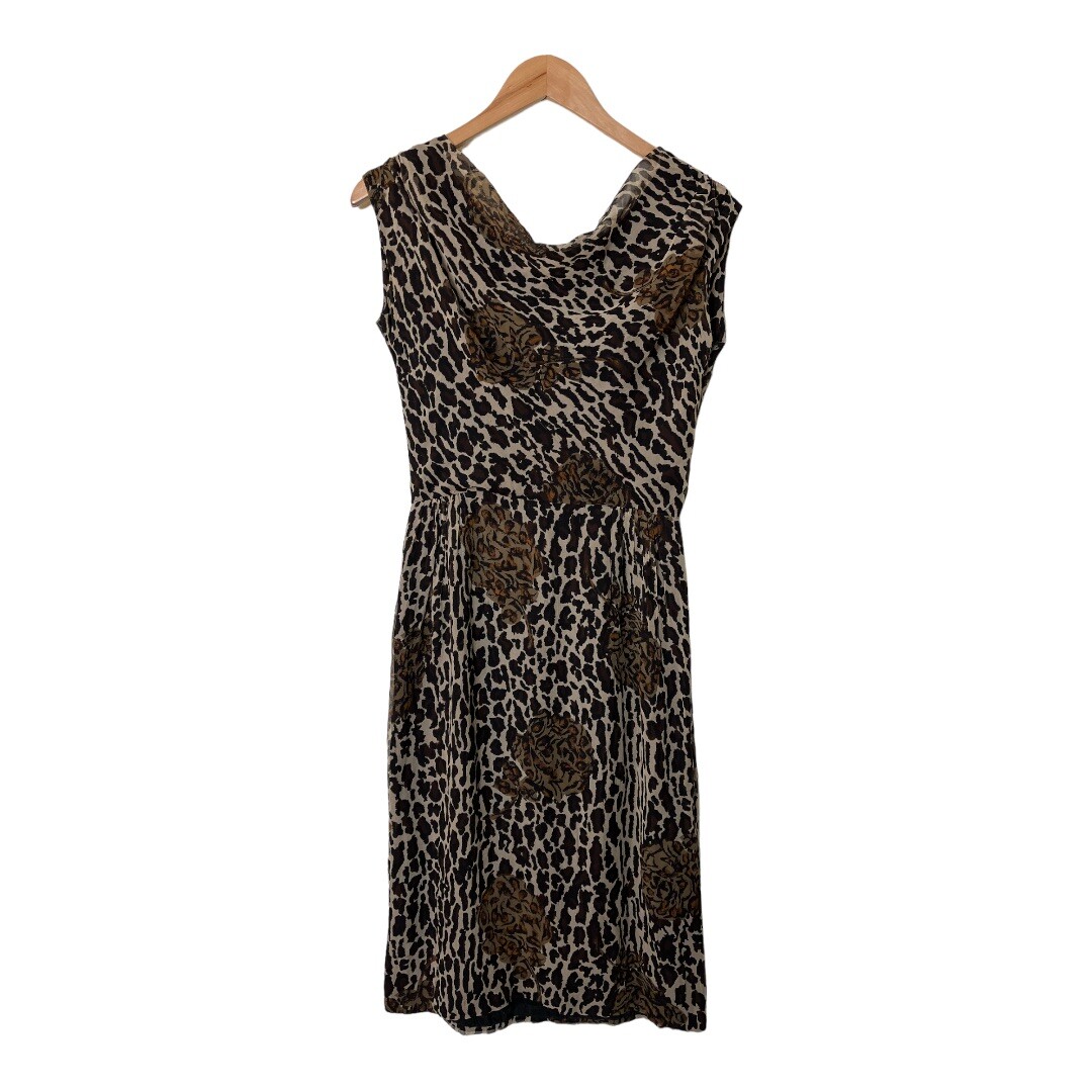 Vintage 50s Marjorie Michael Bullocks Silk Animal Print Dress S