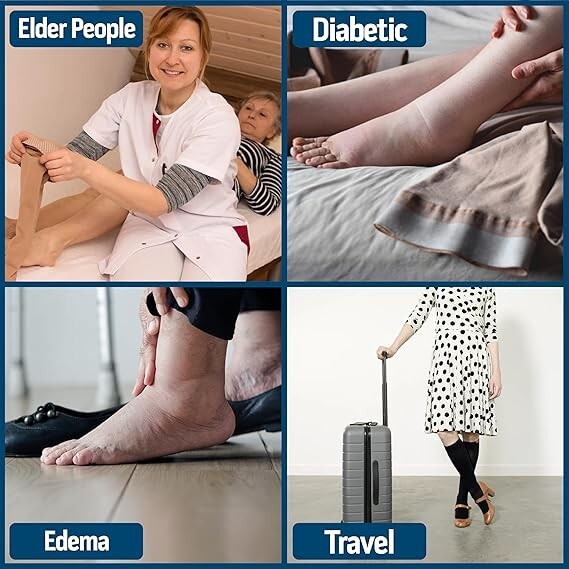 2 Pairs Diabetic Socks Over The Calf – Knee High Premium Cotton Socks Men’s Size