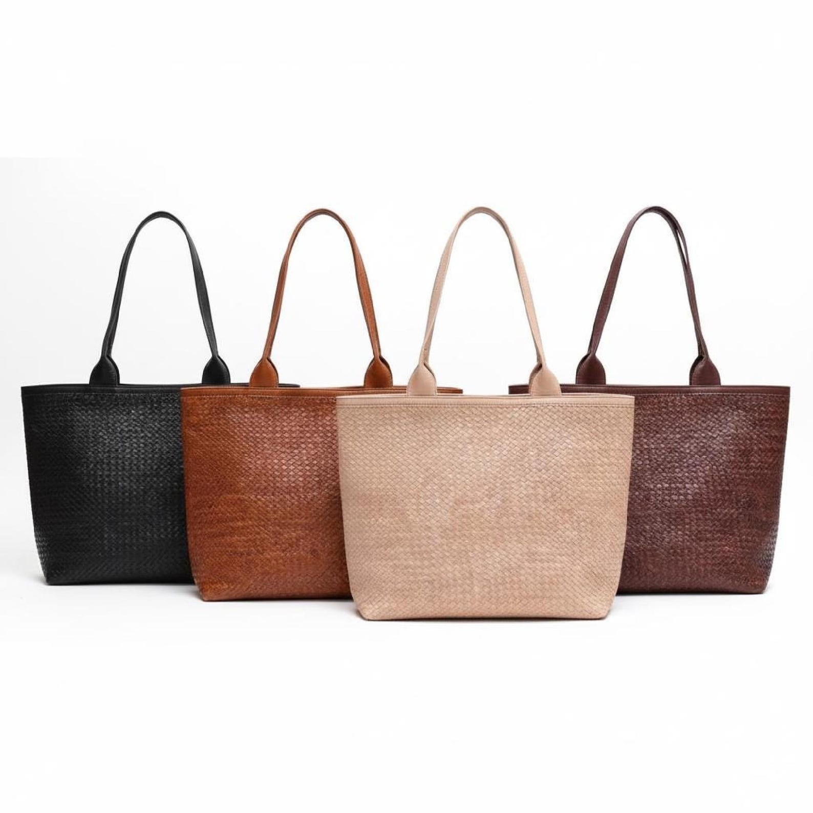 Handmade Moroccan Leather Bag | Braided Leather Tote | Marrakech Artisan Bag | L