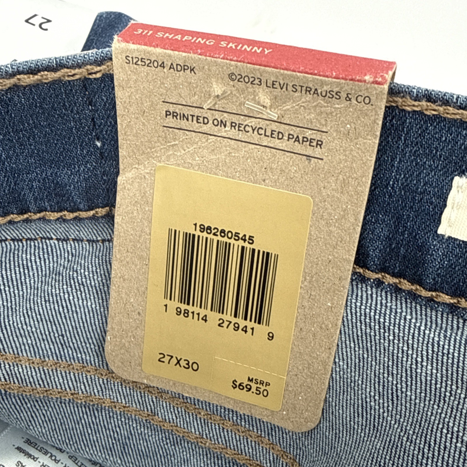 Levi’s Women’s 311 Shaping Skinny Mid Rise Stellar Strech Jeans 27 x 30