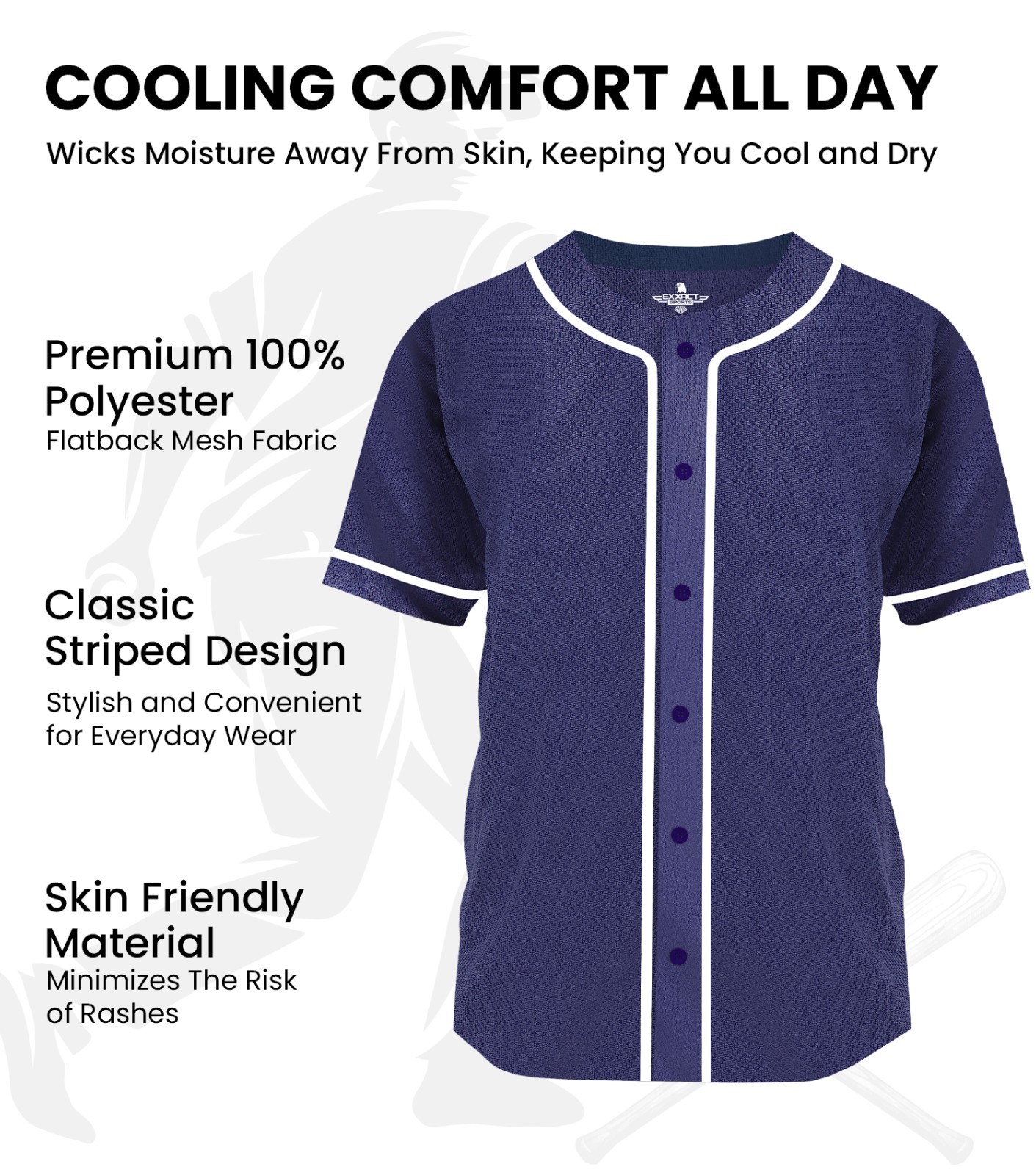 Exxact Sports Blank Baseball Jersey Men, Full Button Down Plain Baseball Jersey