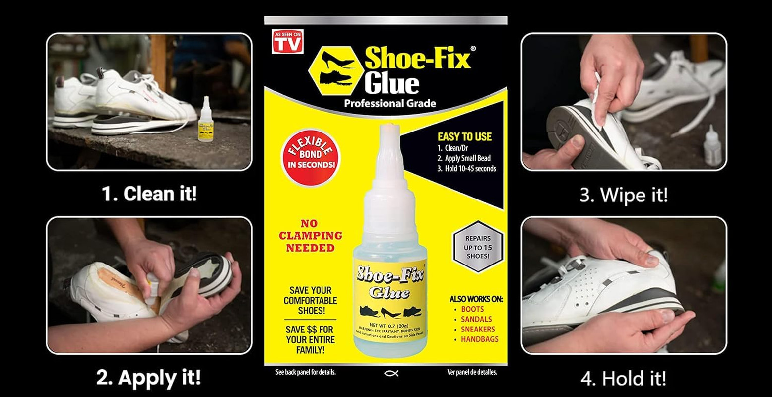Glue Professional Grade Repair Adhesive for All Footwear Instant Bond, Clear Dry