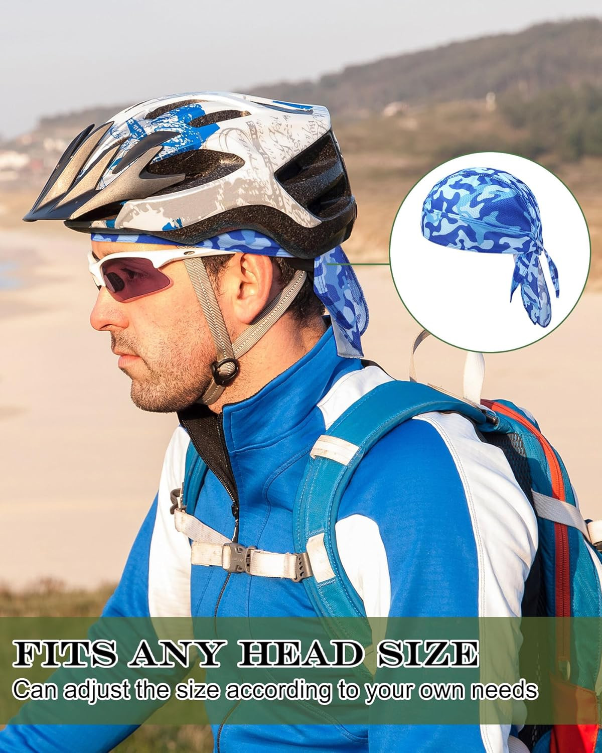 Foaincore 8 Pack Do Rag Skull Caps for Men Sweat Wicking Doo Rags Cooling Helmet