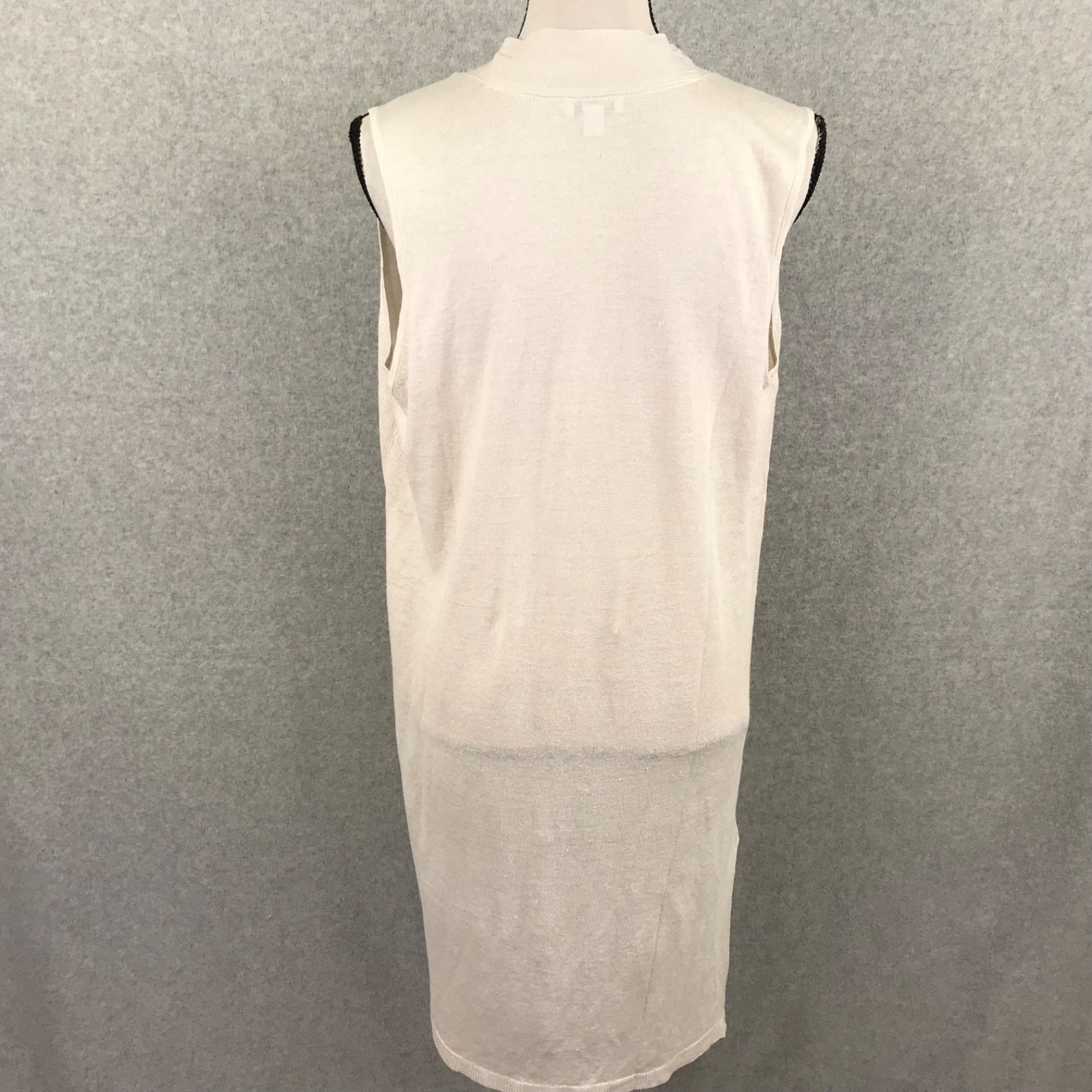 J Jill Beige Cardigan Long Vest Linen Blend Size M Sleeveless Minimalist Capsule