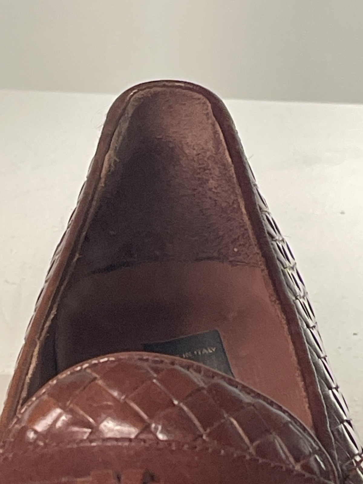 Vintage San Remo Italy Woven Leather Tassel Loafers Brown Men’s 10 Made in Italy