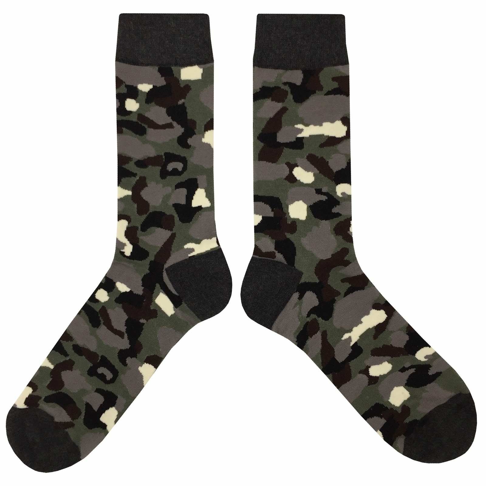 NWT Dark Camouflage Dress Socks Novelty Men 8-12 Multicolor Crazy Fun Sockfly