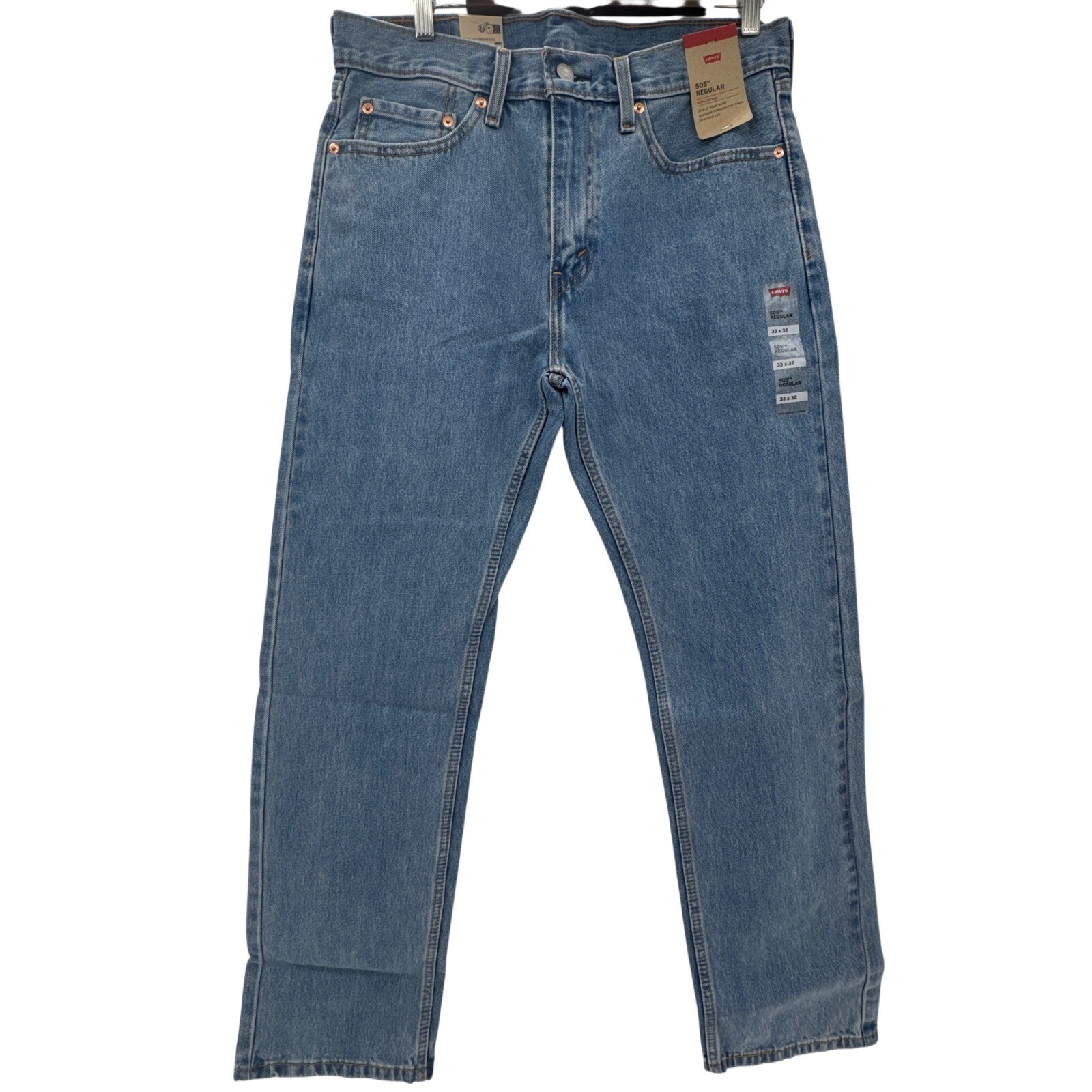 Levis 505 Jeans Mens 33×32 Medium Blue Regular Straight Leg Denim NWT