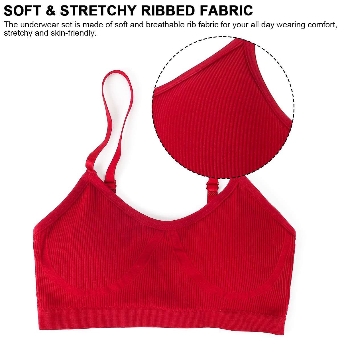 Women’s Push Up Bra And Panty Set Pull Over Bralette Underwear Sport Round Neck