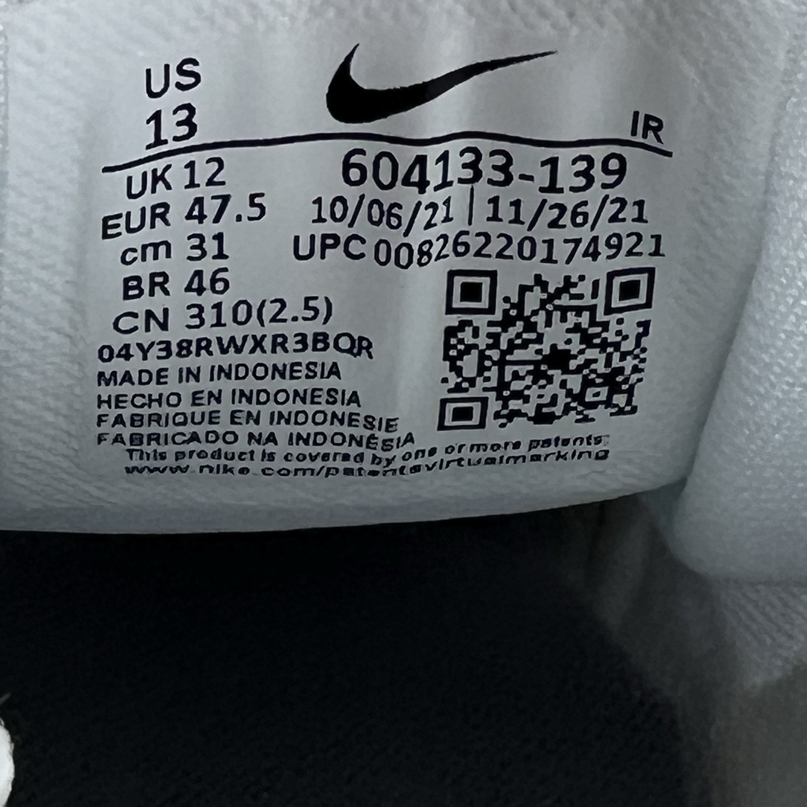 Nike Air Max Plus TN Tuned Triple White Black Cool Grey 604133-139 Men’s 13