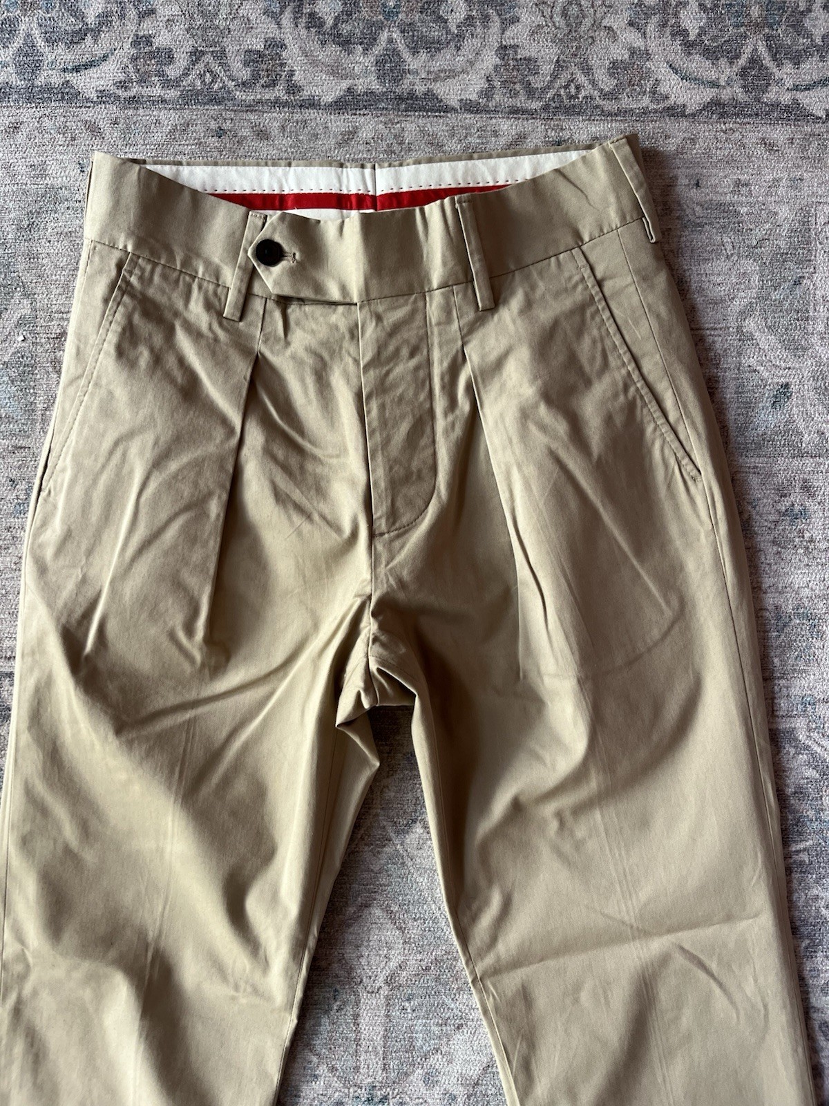 Entre Amis Chino Trousers Mens Size W28 L29 Beige Cotton Stretch Made in Italy