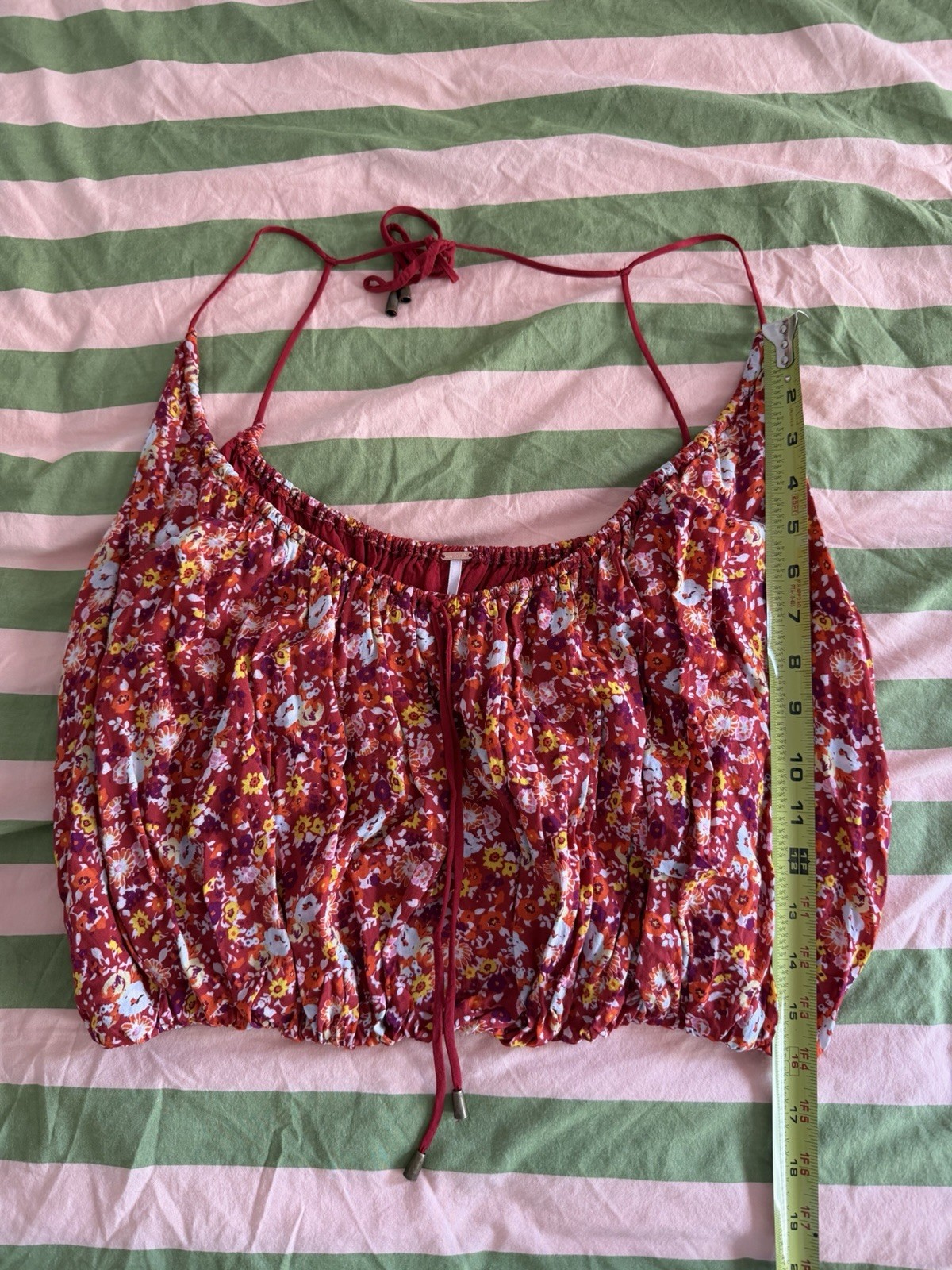 Free People Daisy Babe Red Floral Flowy Bubble Hem Boho Going Out Top Sz Sm