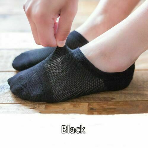 5/10Pairs Men Bamboo No Show Socks Low Cut Sport Casual Sport Solid Nonslip Mesh