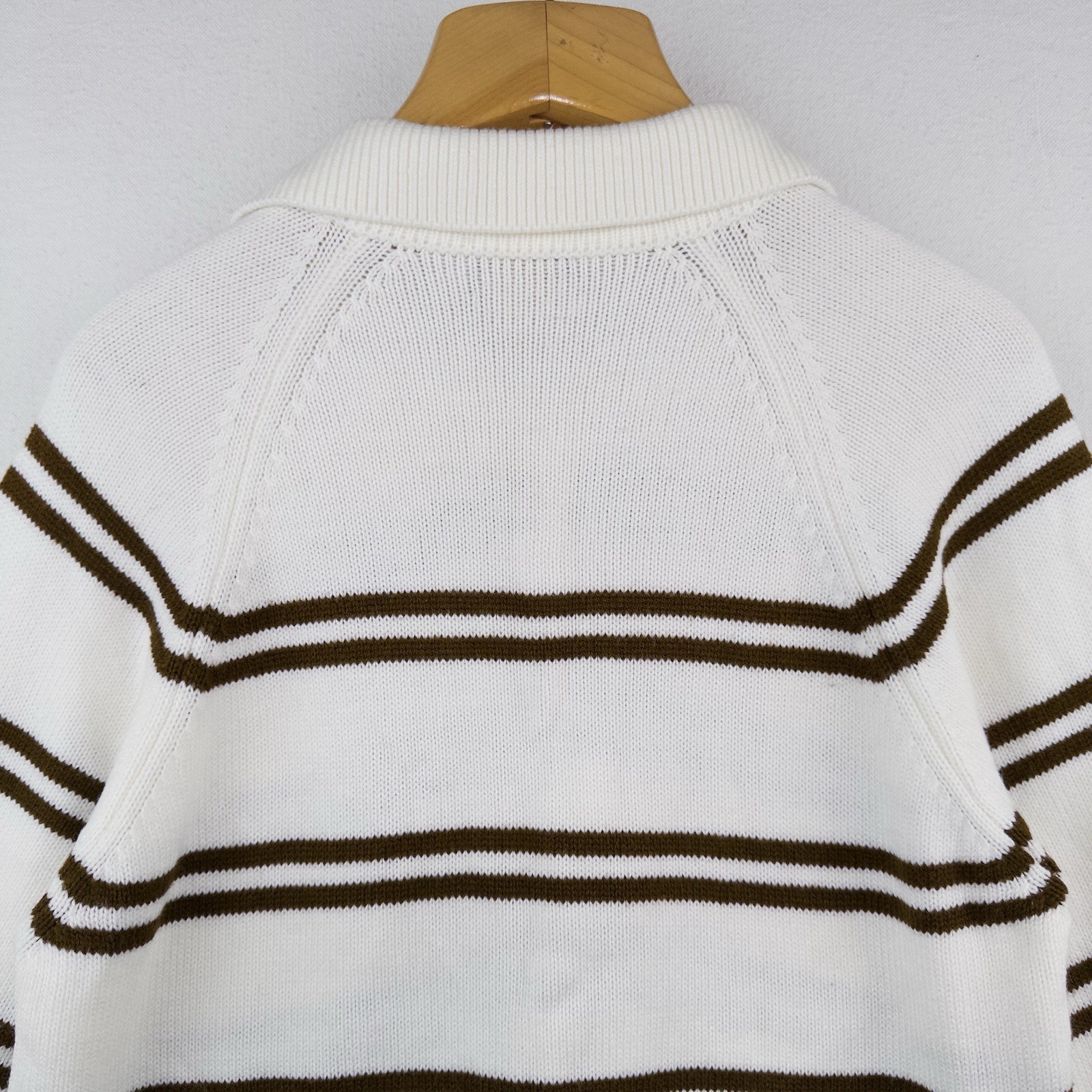 60’s Vtg Donegal Estate Mens L Orlon Acrylic Knit Polo Sweater Loop Collar Cream