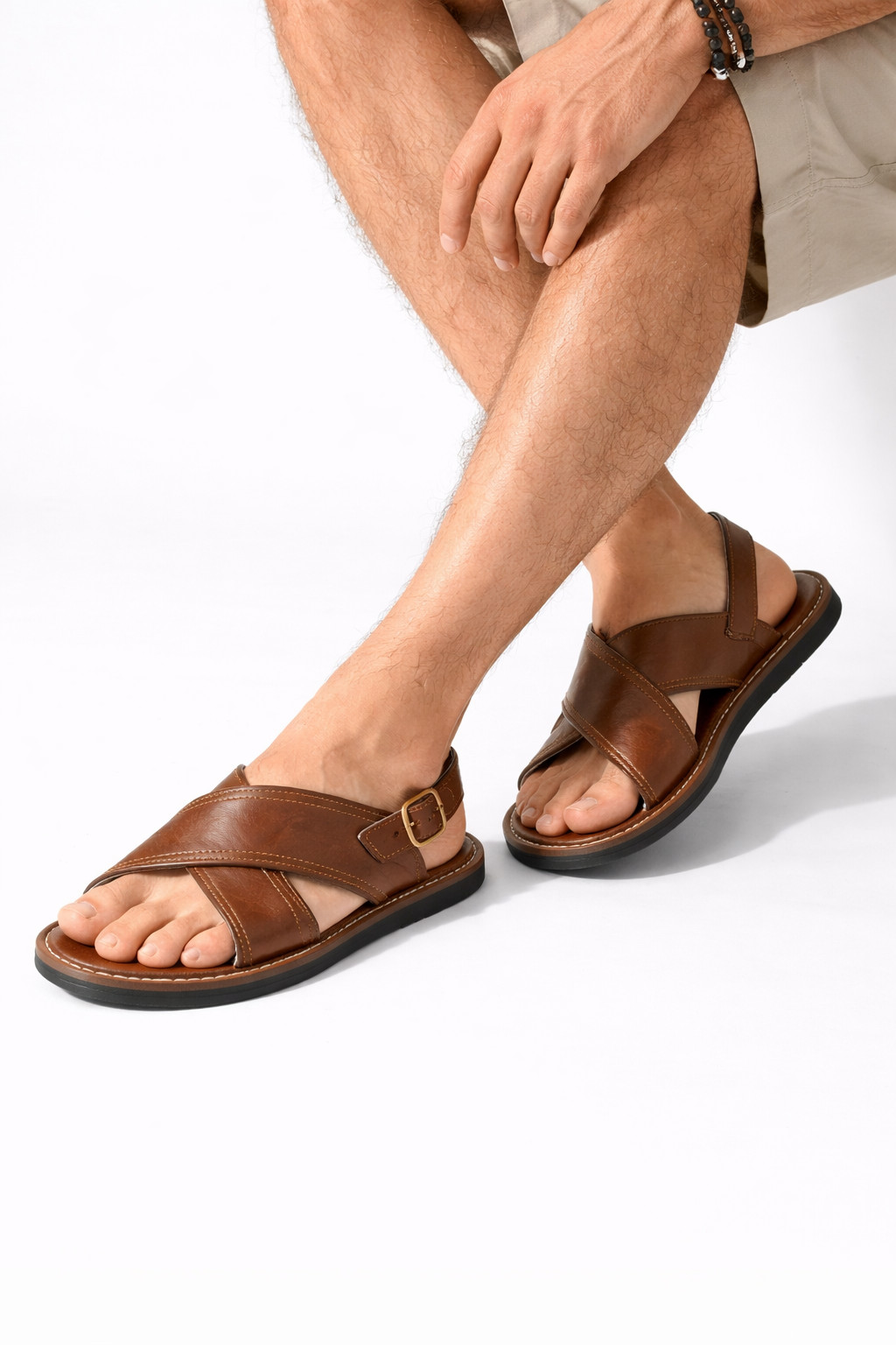 Huarache De Hombre CRUZADO Acoginado w/Buckle-Burgundy -Men Mexican Sandals