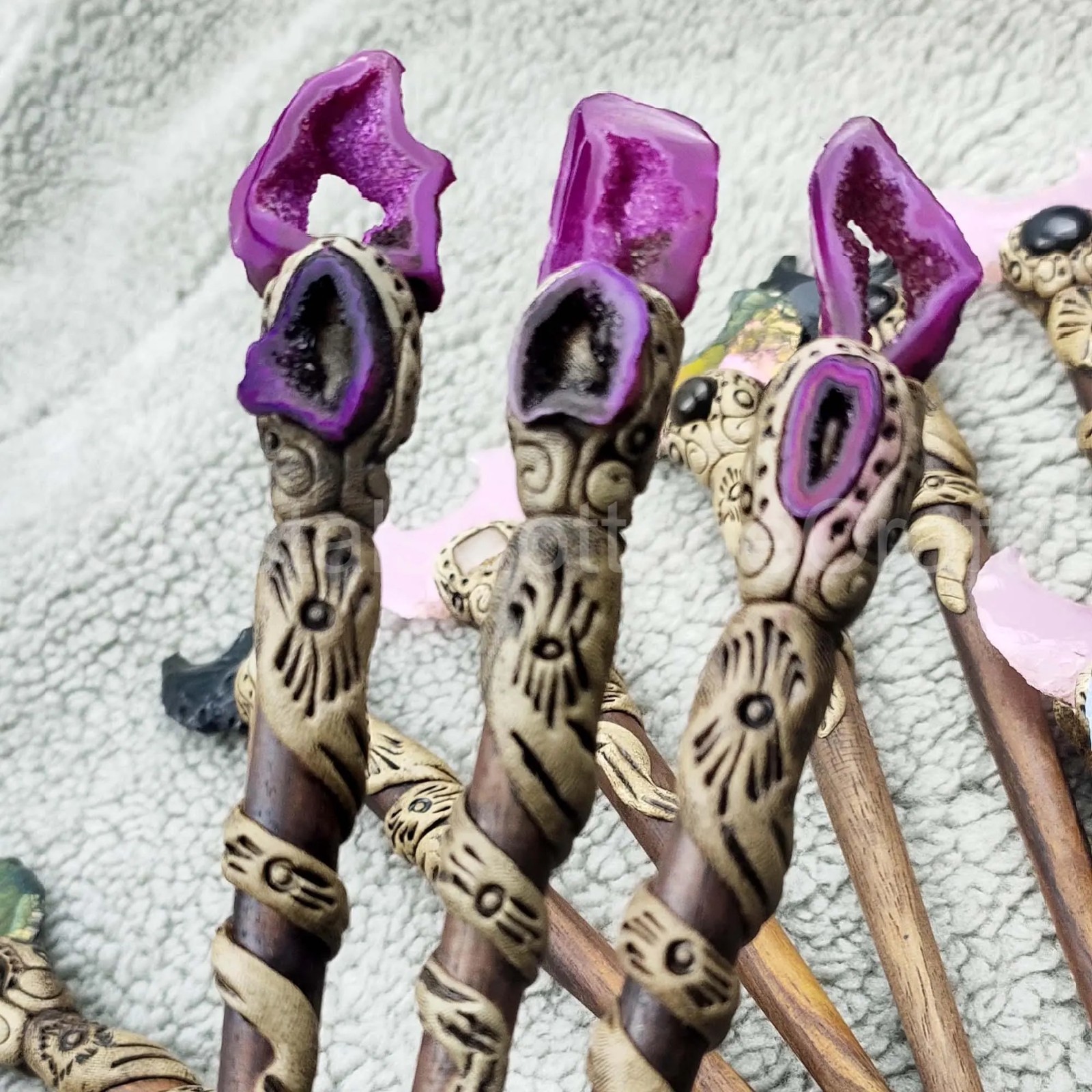 Window Druzy Hair Stick, Agate Slices Stick, Polymer Clay Sticks wholesale lot