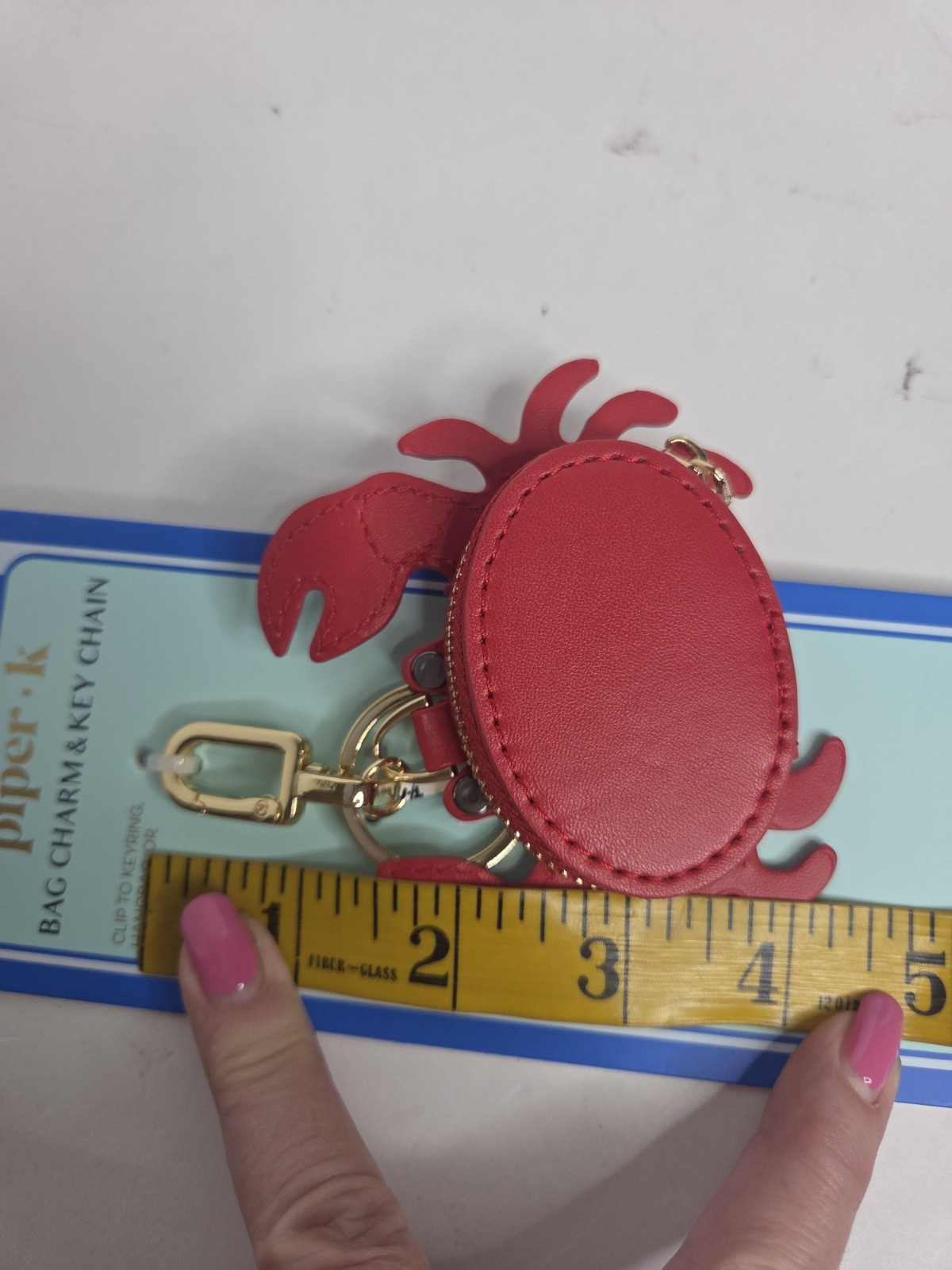 Piper K Red Crab Zip Coin Bag Charm & Key Chain NEW