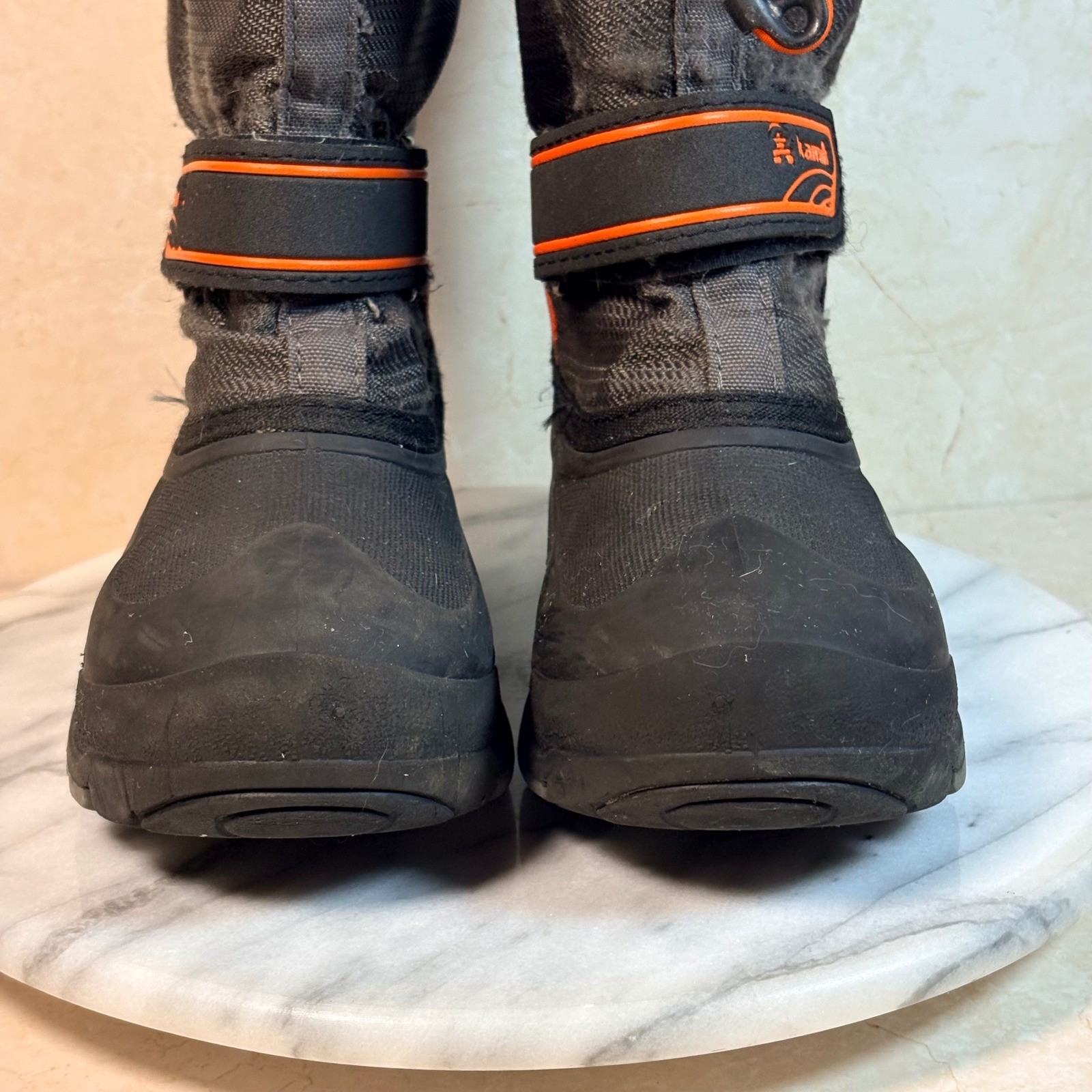 Kamik Kids Waterproof Snow Boots Charcoal Grey Orange Insulated Size 1 Winter