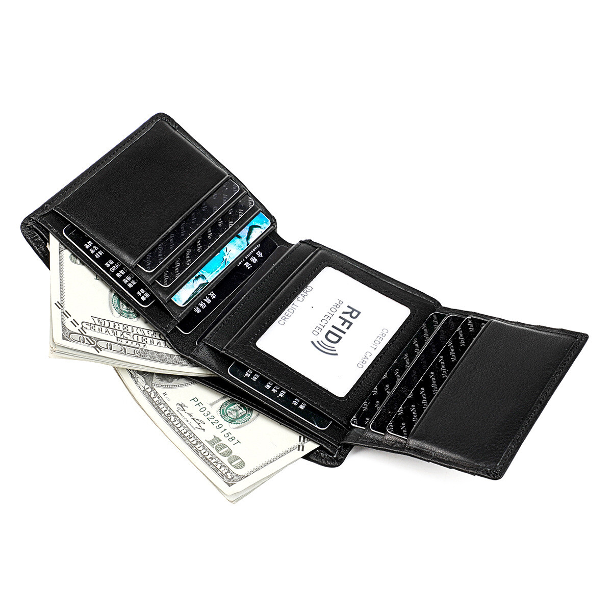 Genuine Leather Wallets For Men Slim Minimalist Trifold Wallet RFID Blocking
