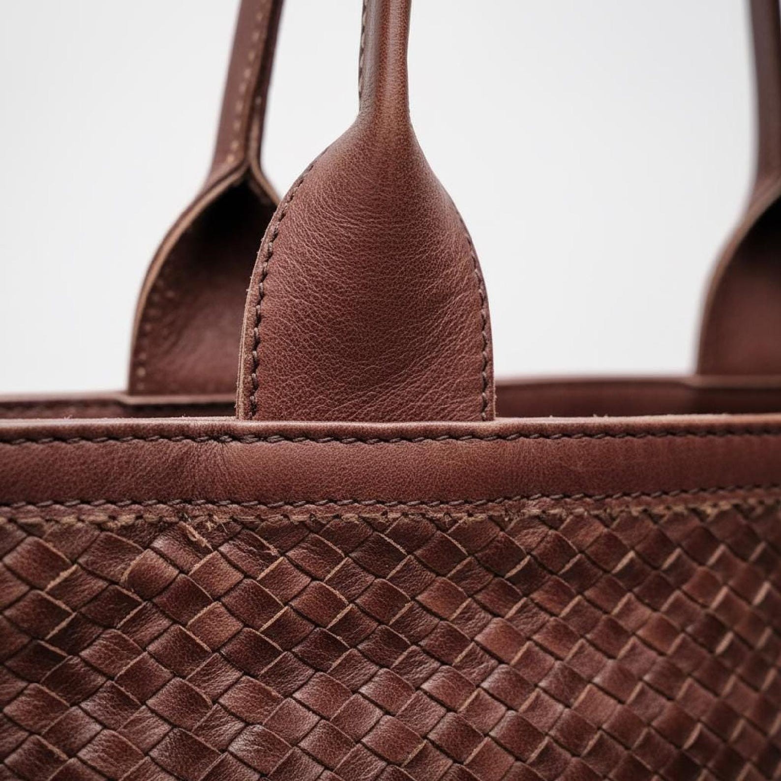 Handmade Moroccan Leather Bag | Braided Leather Tote | Marrakech Artisan Bag | L
