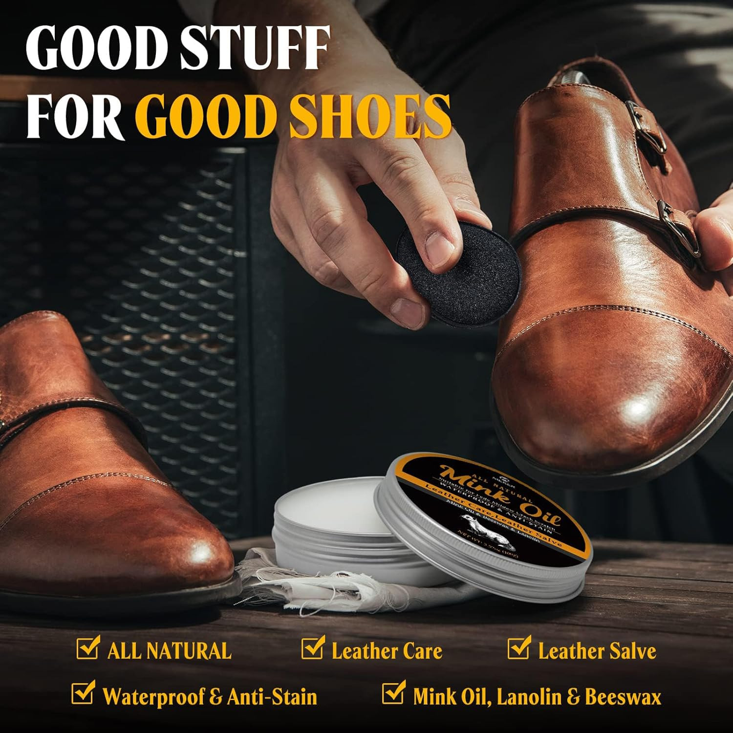 Mink Oil Leather Conditioner Cleaner Waterproof Shoe Boot Care 3.52 Oz