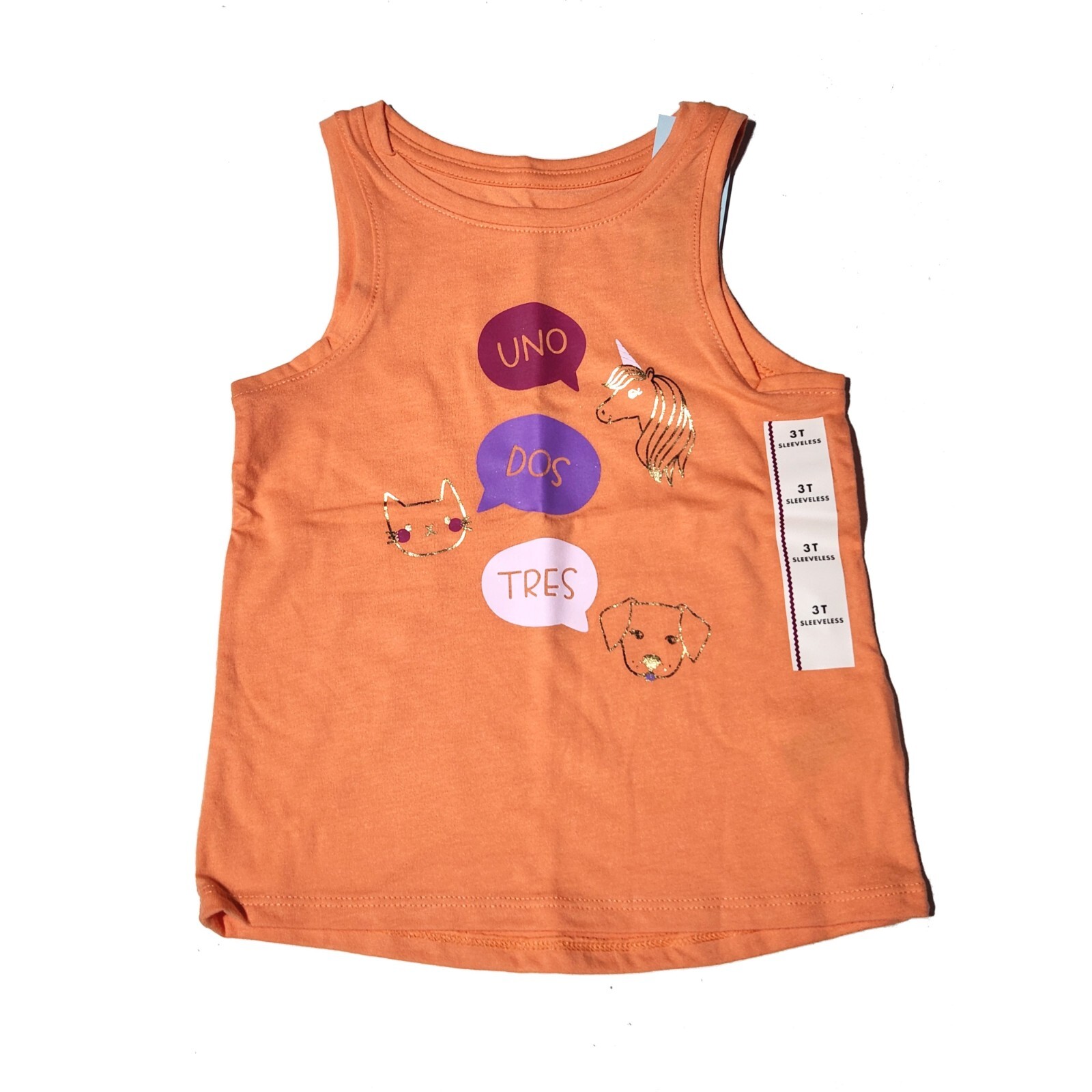 3T Girls Tank Tops – 4 Shirts & Pink Shorts Sleeveless Cat & Jack Flower Unicorn