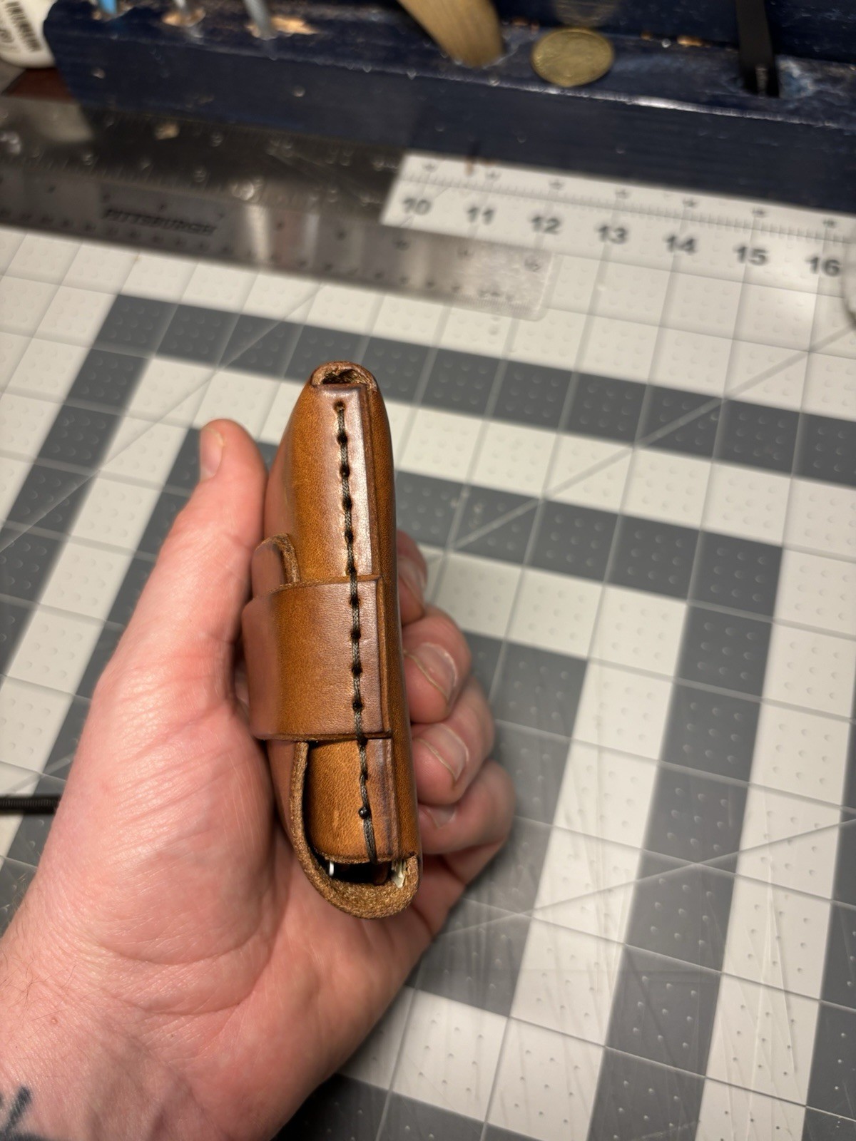 Handmade Leather Vertical Pocket Flap Wallet – Slim & Durable