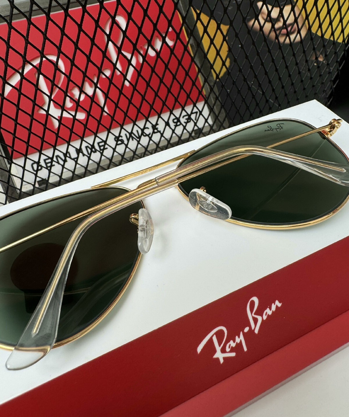 NEW RAY-BAN RB3025 AVIATOR SUNGLASSES GOLD FRAME GLASS GREEN LENS 58 MM