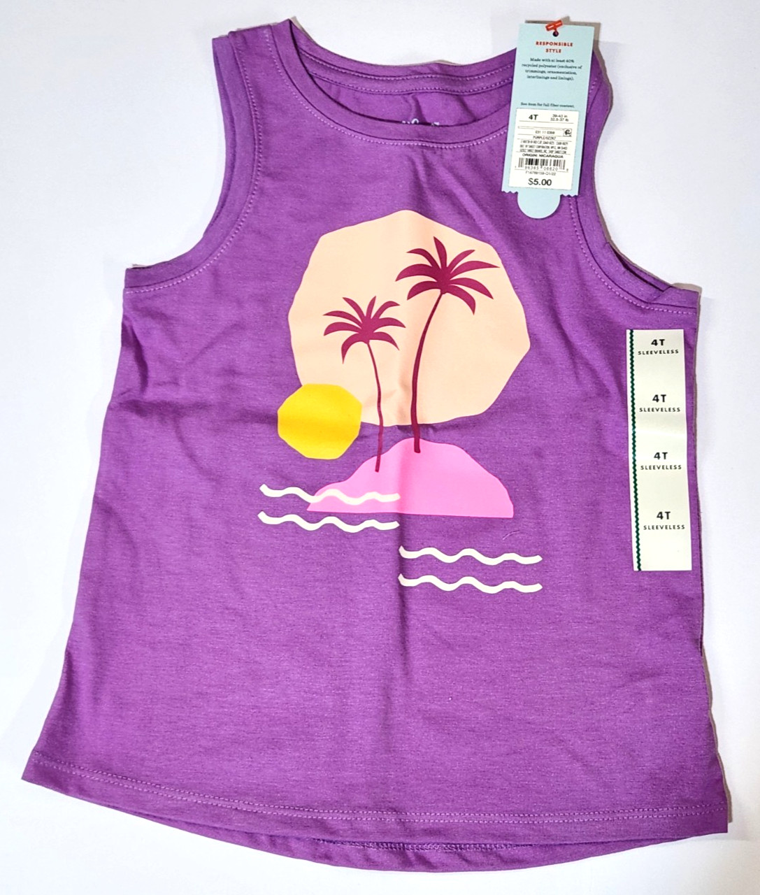 3T Girls Tank Tops – 4 Shirts & Pink Shorts Sleeveless Cat & Jack Flower Unicorn