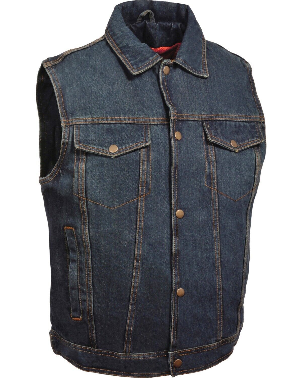 Milwaukee Leather Men’s Snap Front Motorcycle Denim Vest W/ Shirt Collar -DM1331