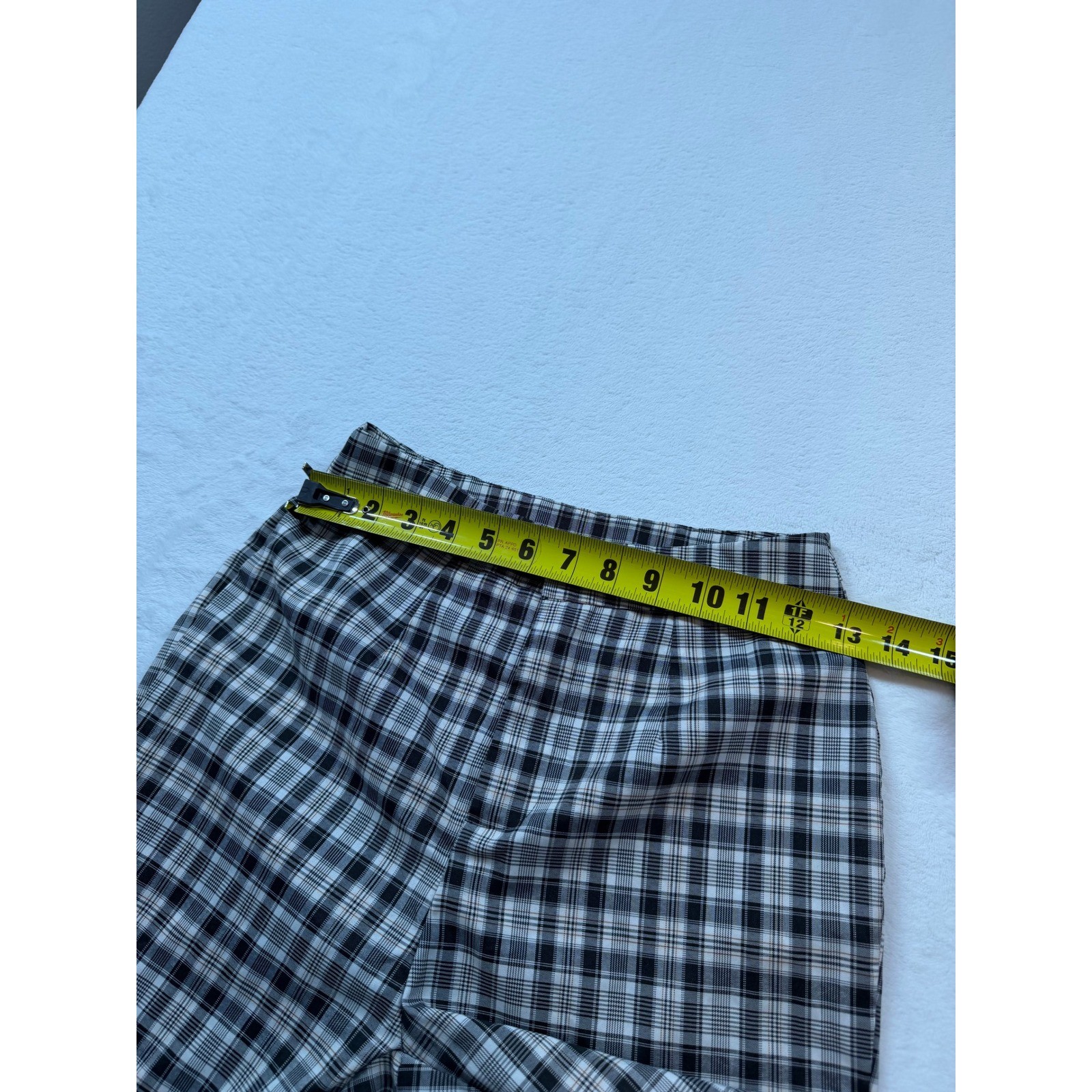 SHEIN Plaid Trousers Womens XS Black White Good High Waisted Flare Checkered