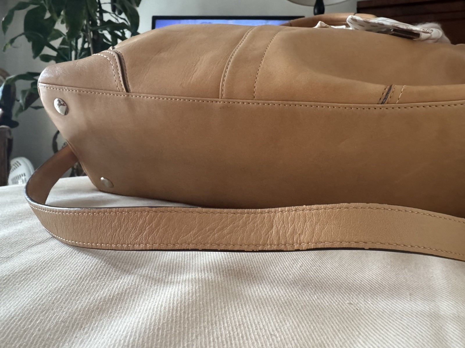 Coach Large Leather Tote Bag with Scarf