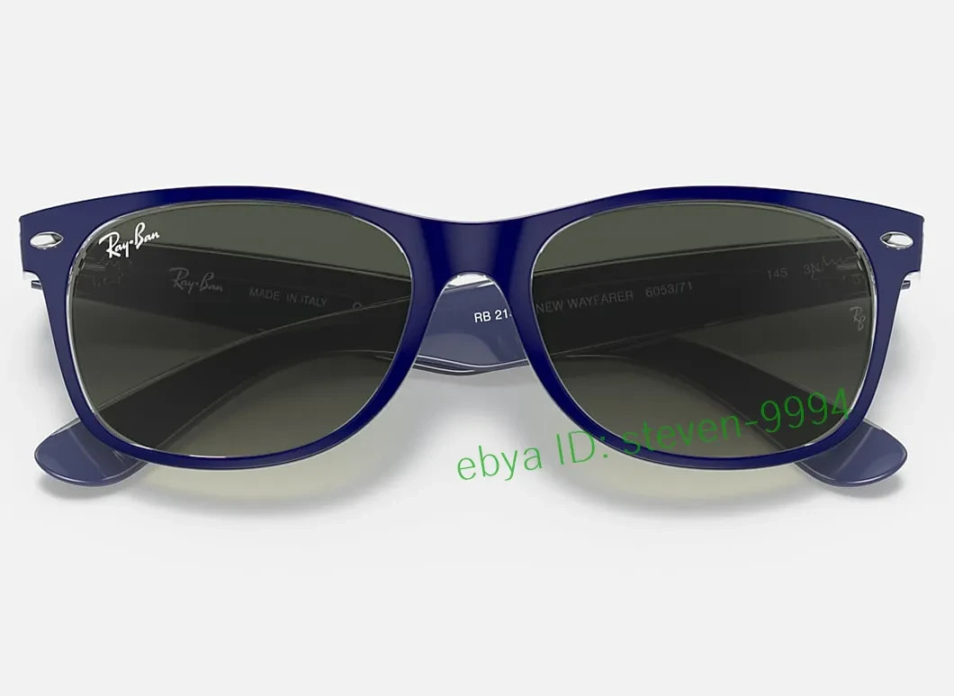 New Ray-Ban NEW Wayfarer Sunglasses RB2132 55mm Grey/Matte Blue UV400 Authenti