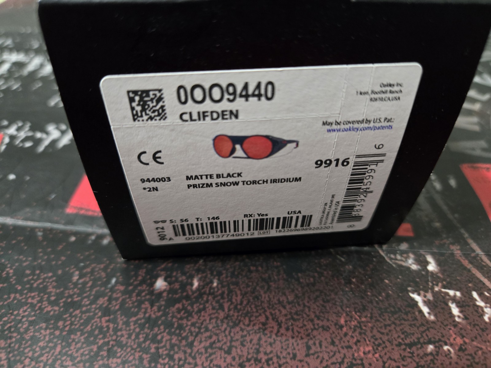 Rare Oakley Clifden Matte Black / Prizm Snow Torch Iridium Lenses OO9440-0356