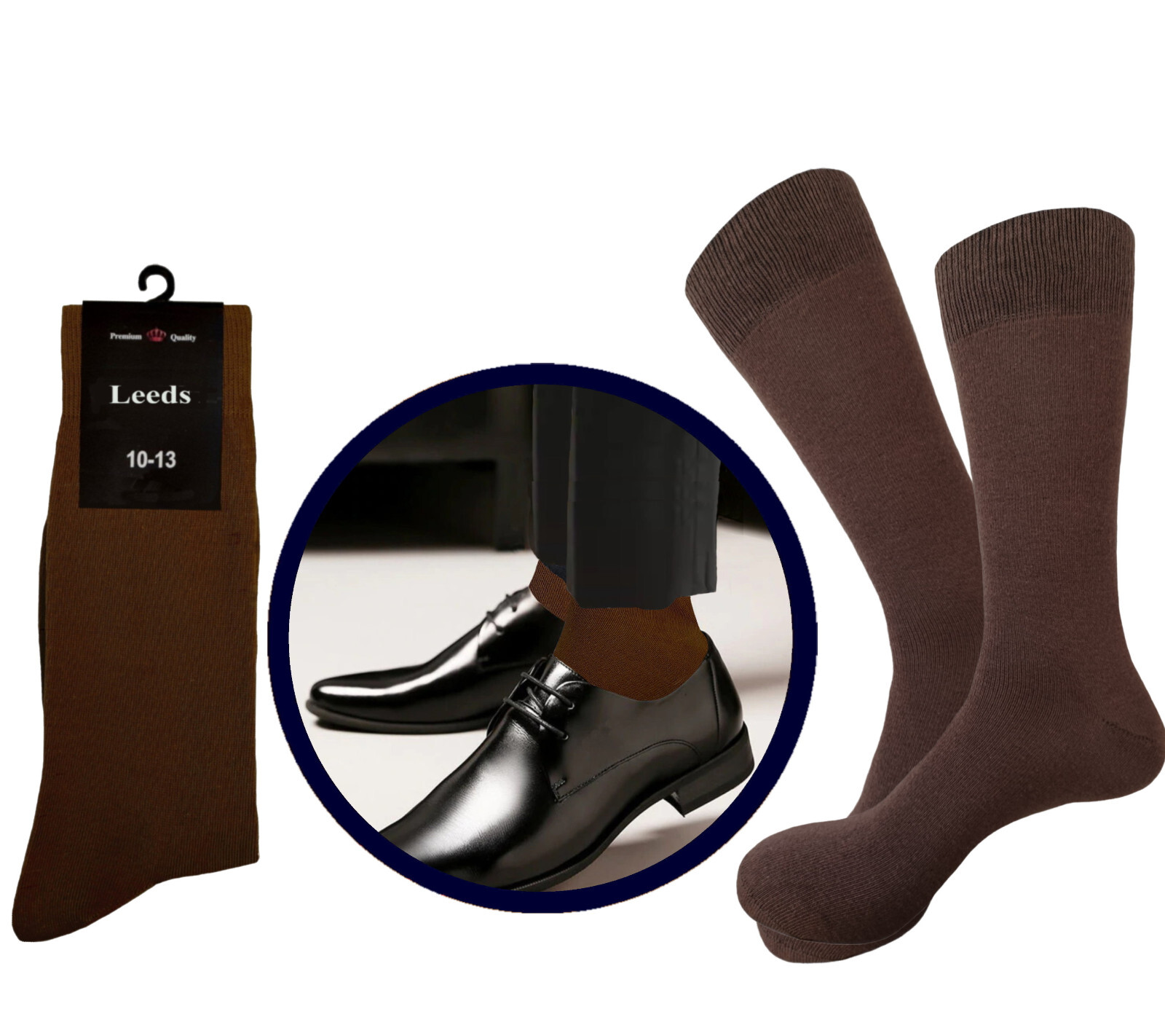 6 Pair SOLID COLORS NATURAL COTTON Multicolor Men’s COTTON Dress Socks 10-13