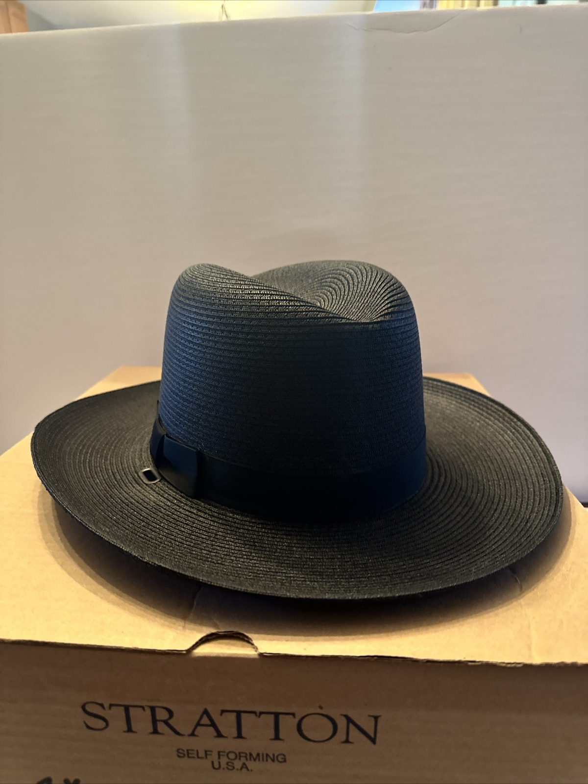 NEW Stratton Sheriff Style Straw Hat 42DB Double Brim Oval BLACK *Multiple Sizes